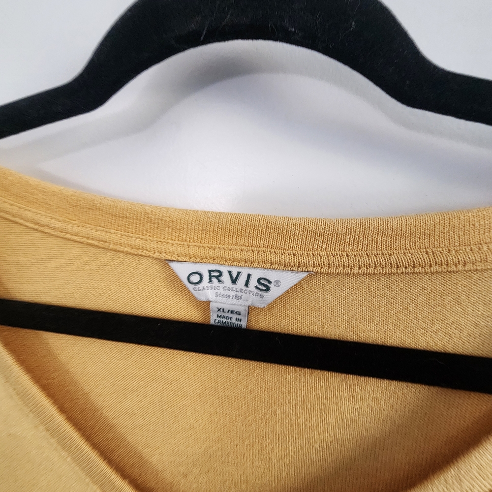 5/$30  Orvis Yellow V-Neck Knit Short Sleeve Top Size Xlarge - Picture 3 of 3